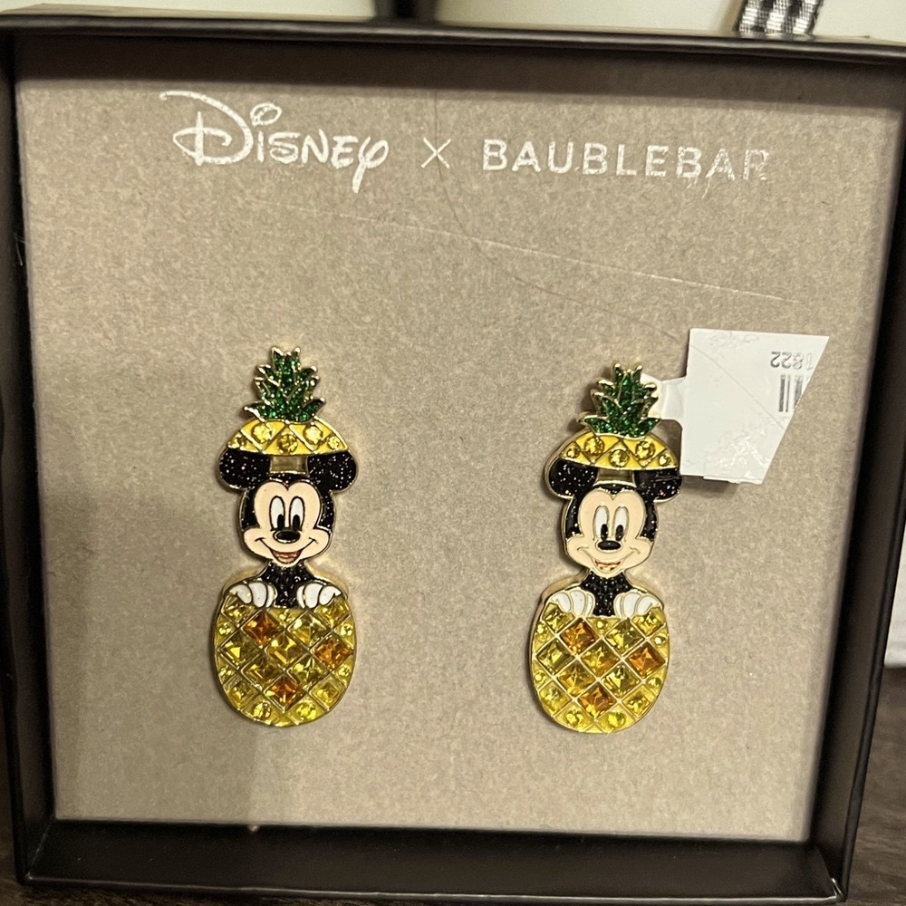 Disney x BaubleBar Mickey Pineapple Earrings, NWT